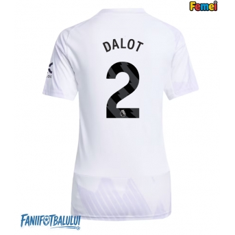 Manchester United Diogo Dalot #2 Tricou Fotbal Replică 2025-26 Femei Deplasare